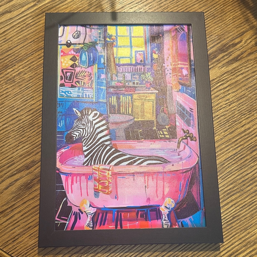 Vibrant Zebra Bathtub Art Print